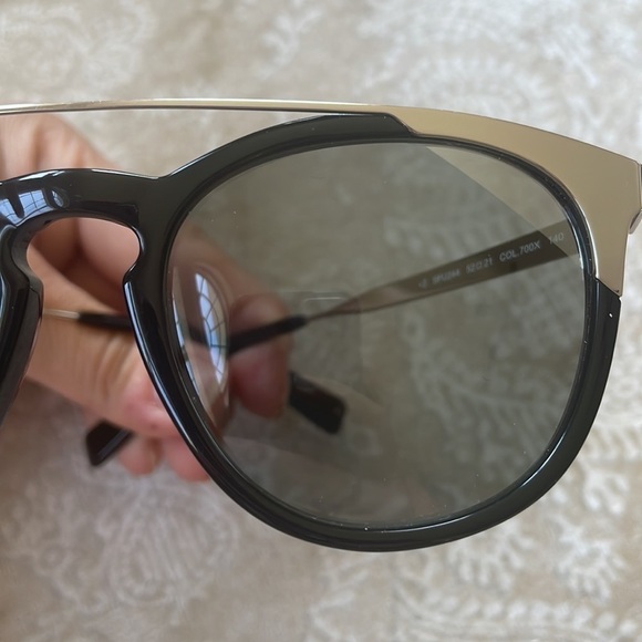 Furla Black & Silver Tone Full Rim Shiny Round Sunglasses w/ Havana Smoke Lens main image 9